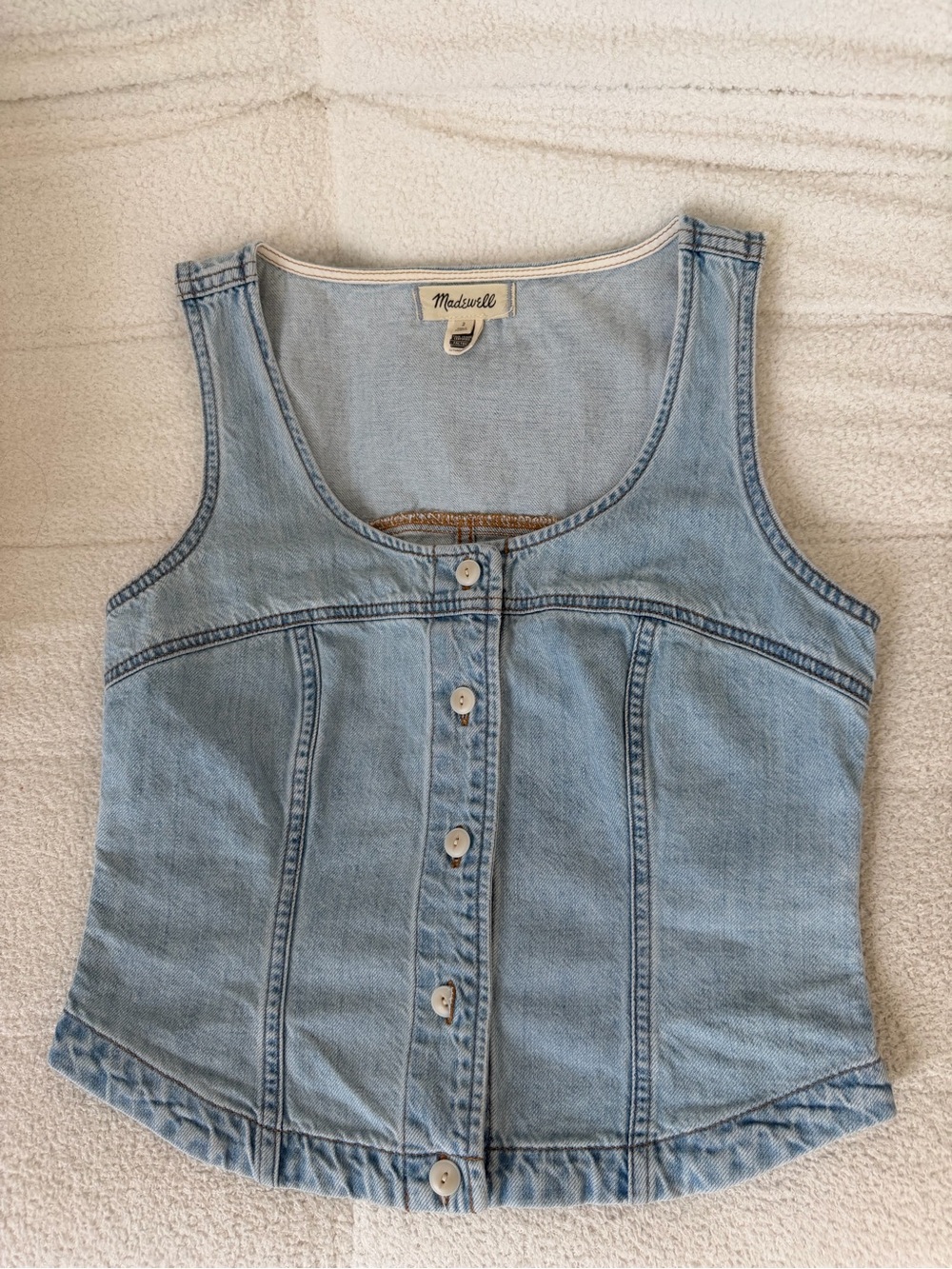 Madewell Light Denim Button-Front Crop Vest Size 2 - Picture 1 of 4